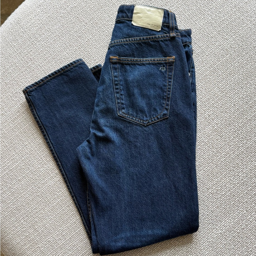 rag & bone Women's Dark Blue Straight Leg Jeans